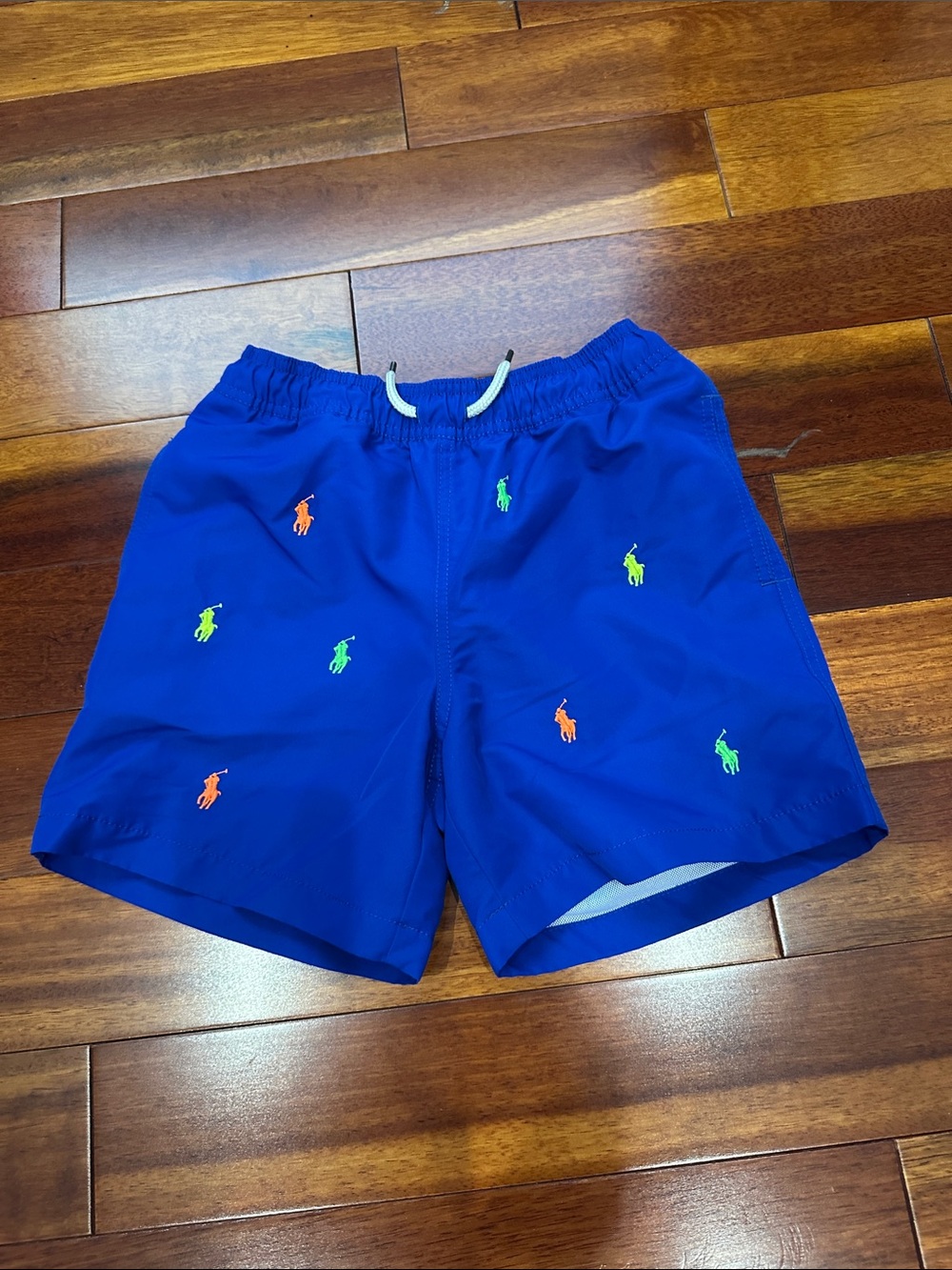 Polo by Ralph Lauren Royal Blue Swim Shorts with Neon Pony Embroidery